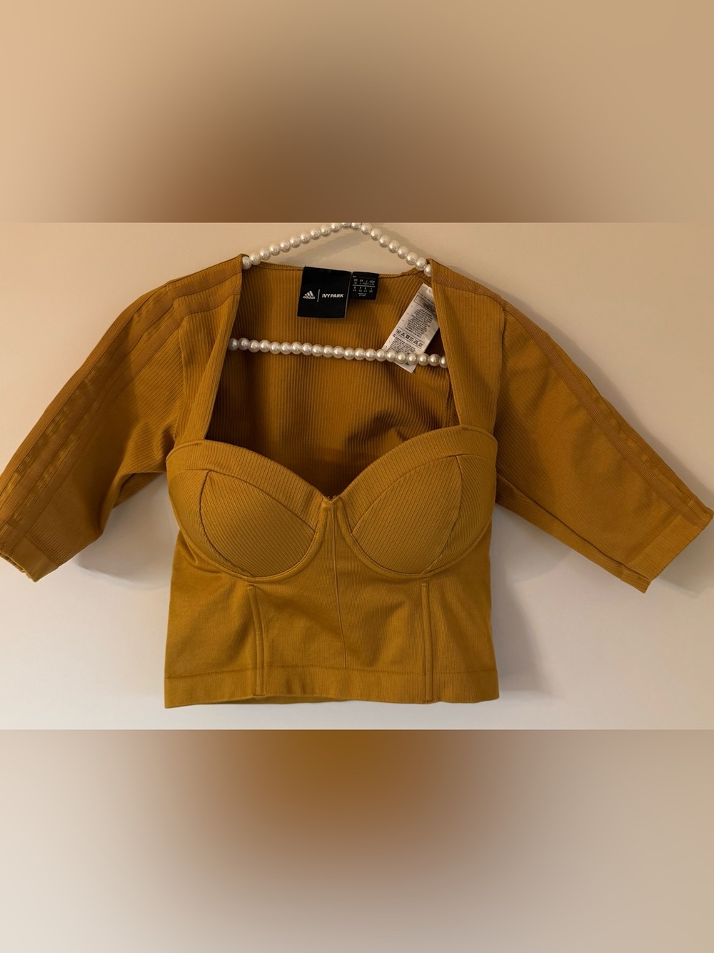 Adidas x Ivy Park Beyonce Circular Knit Crop Top Mustard Gold Large